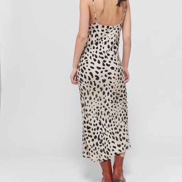Urban outfitters Dress Forum Spotted Cowl Neck Slip leopard maxi Dress raton S - Picture 12 of 12
